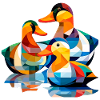 Ducks Cubism 2