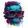 Bright hipster skull with sunglasses