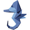 abstract seahorse origami blue