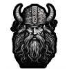 Wikinger mitHelm Schwarz-Weiß