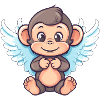 Ange singe mignon - design avec des ailes