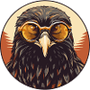 Eagle with sunglasses, falcon