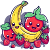 Strawberries banana cherries kawaii
