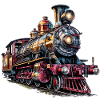 Het beeld van een oude stoomlocomotief
