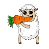 Sheep eats carrot