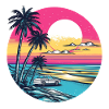 Retro sunset on the beach