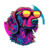 Neon dog with sunglasses