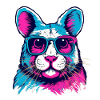 Neon Dog with Sunglasses