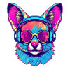 Futuristic dog with sunglasses & headphones