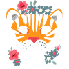 Tiger head with flowers
