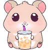 Kawaii Hamster with Bubble Tea