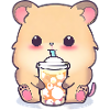 Kawaii Hamster with Bubble Tea