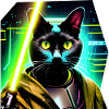 Katze mit Lichtschwert