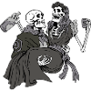 Skeleton couple drinking