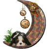 Steampunk moon with puppy
