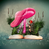 Cute fairy with fantasy mushroom