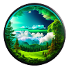Schöne Landschaft kreisrund freigestellt