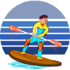 Paddleboarding Blue Retro
