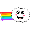 Wolke mit Regenbogen im Schlepptau