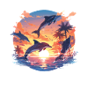 Dolphins Define Sunset Dolphin Swimming