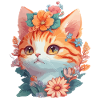 Chat rouge avec des fleurs