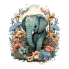 L’éléphant parmi les fleurs