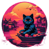 Synthwave black Cat