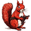 Defensive cute squirrel shows courage