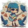 Girl with guitar in autumn