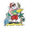 Santa Claus surfing