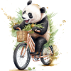 Panda mit Fahrrad