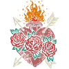 Flame heart and rose