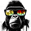 Gorilla with palm tree sunglasses