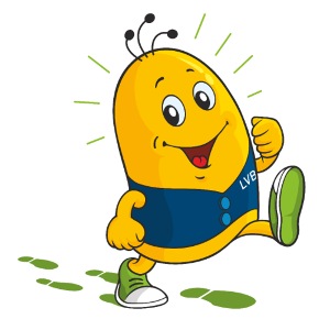 Bini mit grünem Fußabdruck