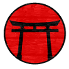 Black Torii Gate on Red Circle: Japanese Art