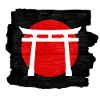 Valkoinen torii-portti punaisella auringolla: rauhallinen ja symbolinen