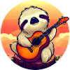 Sloth guitarist at sunset - Relaxed