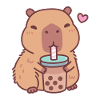 Cute Capybara Loves Drinking Bubble Tea
