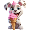 Chien avec crème glacée