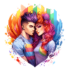 Regenbogenliebe Duo im Farbrausch