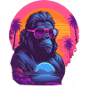 Synthwave gorilla wearing sunglasses