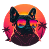 Synthwave french bulldog Sunset