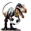 Dinosaurs with soccer ball