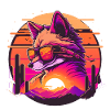 Synthwave Fox Sunset