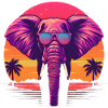 Synthwave Elephant Sunset