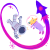 Dog and man in space