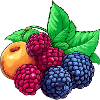 Ripe raspberries and apricot