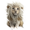 Weißer Löwe mit Dreadlocks