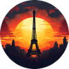 Paris Eiffel Tower at sunset, Romantic