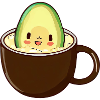 Avocado bathes in coffee
